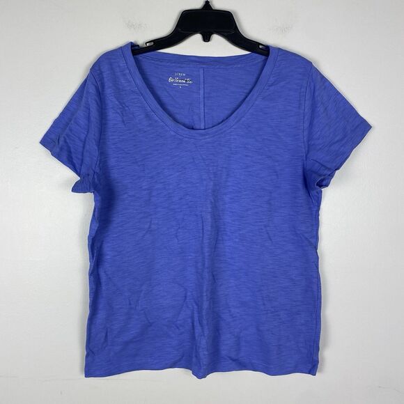 J Crew Factory Girlfriend Crewneck Short Sleeve Tee Shirt Sz L Royal Blue NEW - Picture 1 of 6